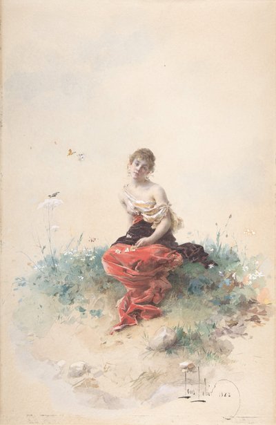 Kvinnefigur, 1800-tallet. av Louis Leloir