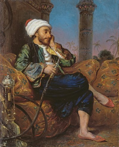 En egyptisk mann som røyker vannpipe av Louis Leopold Boilly
