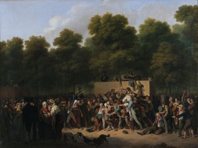 Utdeling av vin og mat på Champs-Elysées i anledning King