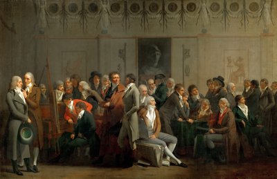 Møte for kunstnere i Atelier of Isabey av Louis Leopold Boilly