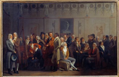 Møte for kunstnere i verkstedet til maleren Jean Baptiste Isabey av Louis Leopold Boilly