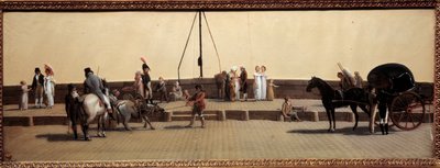 Passage du Pont Royal et Paris-maleri av Louis Leopold Boilly (1761-1845) 1800 Søn. 0,25x0,69 m Paris, Musee Carnavalet. av Louis Leopold Boilly