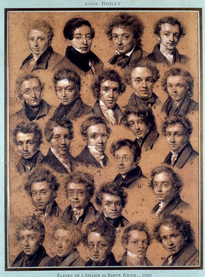 Portrett av studentene i atelieret til maleren Antoine Jean Gros (1771-1835) Tegning av Louis Leopold Boilly (1761-1845) 1820 Paris, BN av Louis Leopold Boilly