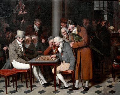 På innsiden av en kafé står det «damefesten på Cafe Lamblin» på Palais Royal i Paris. Detalj. Maleri av Louis Leopold Boilly (1761-1845), ca. 1820. Søn 0,38x0,55 m Chantilly, musee Conde av Louis Leopold Boilly