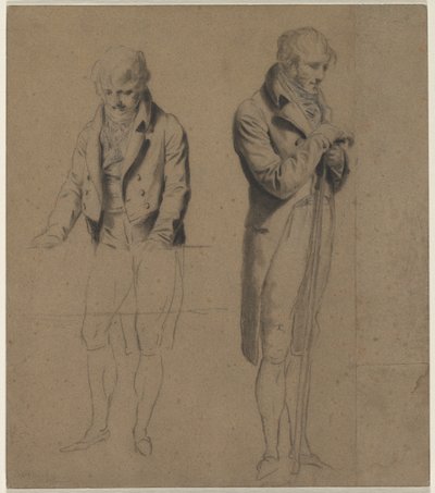 To stående figurer (studie for et spill med biljard) av Louis Leopold Boilly