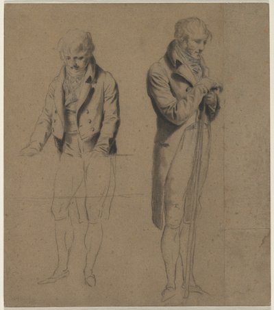 To stående figurer-studie for A Game of Billiard, ca. 1807. av Louis Leopold Boilly