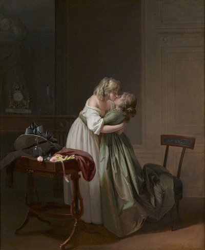 To unge kvinner som kysser To unge kvinner som kysser, ca 1790-1794. av Louis Leopold Boilly