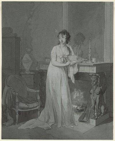 Kvinne foran en peis av Louis Leopold Boilly