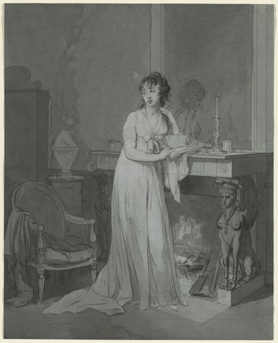 Kvinne foran en peis, ca. 1803. av Louis Leopold Boilly