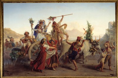 The Return of the Feast of the Madonna of the Arch nær Napoli Maleri av Louis Leopold Robert (1794-1835) 1827 Søn. 1,47x2,12 m av Louis Leopold Robert