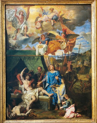 Thaumaturgy: 'Kong Louis IX helbreder de pestrammede soldatene (olje på lerret) av Louis Licherie de Beurie