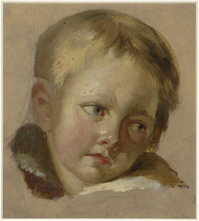 Skisse av et babyhode med lyst blondt hår av Louis Léopold Boilly (rejected attribution)
