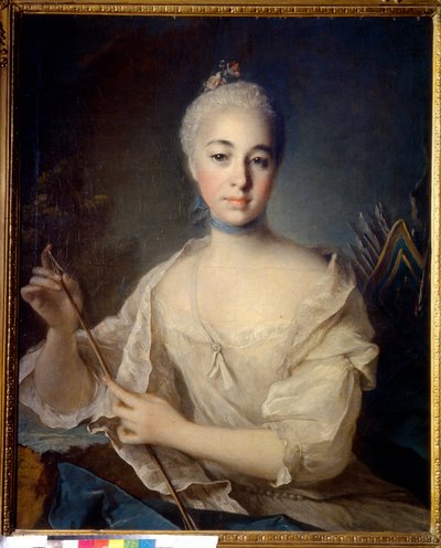 Portrett av grevinne Anna Vorontsova (1743-1769) (Portrett av grevinnen A. Vorontsova). Maleri av Louis Tocque (1696-1772), olje på lerret, ca 1758. Fransk kunst av Louis Tocqué