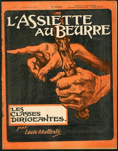 Omslag av “” L’Plate au beurre””, nummer 295, satirisk i farger av Louis Malteste
