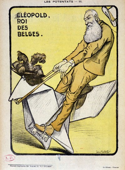 Portrettlast av Leopold, belgiernes konge på en papirhest - av Louis Malteste, i "La Vie en Rose"" av 09.03.1902. av Louis Malteste