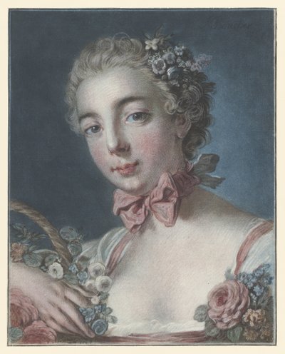 Portrett av Marie Amélie Baudouin som Flora leder av Flora av Louis Marin Bonnet