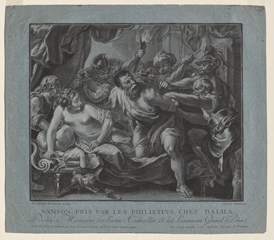Samson tatt av filistrene i Delilas hus av Louis Marin Bonnet