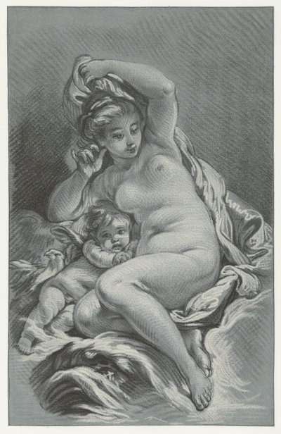Venus som Cupido Venus og Cupid på en delfin av Louis Marin Bonnet