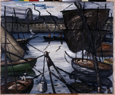 Den gamle havnen. Maleri av Louis Mathieu Verdilhan (Louis-Mathieu Verdilhan av Louis Mathieu Verdilhan