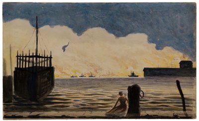 Jente på en brygge, ca. 1900. av Louis Michel Eilshemius