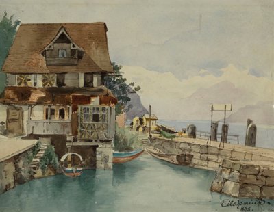 Hus ved kanalen, 1878. av Louis Michel Eilshemius