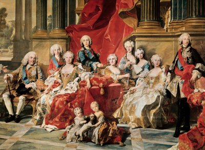 Philip V omgitt av familien sin. Detalj av et maleri av Louis Michel van Loo av Louis Michel van Loo