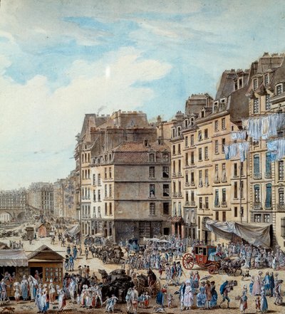 Maritimt liv på havnen i Paris i 1782 Peniches og kommersielle aktiviteter på Seinen. Detalj. Tegning av Louis de Lespinasse (1734-1808) 1782 Paris, Musee Carnavalet av Louis Nicolas de Lespinasse