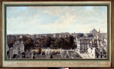 Utsikt over Paris tatt fra belvederen til Monsieur Fournelle, rue des Boulangers saint Victor Tegning av Louis de Lespinasse (1734-1808) Paris fra 1700-tallet. Karnevalsmuseet av Louis Nicolas de Lespinasse
