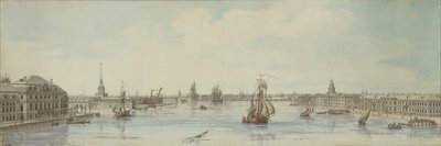 Utsikt over bredden av elven Neva mellom Vinterpalasset og Vitenskapsakademiet av Louis Nicolas de Lespinasse