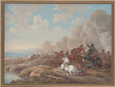 Kavalerikamp ved en elv av Louis Nicolas van Blarenberghe
