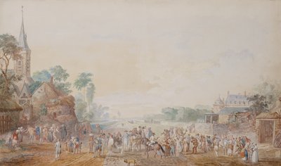 Hertugen av Penthievre med Benjamin Franklin på høyre side deltar på en gjennomgang av hans frivillige regiment ved siden av slottet hans ved Rambouillet av Louis Nicolas van Blarenberghe