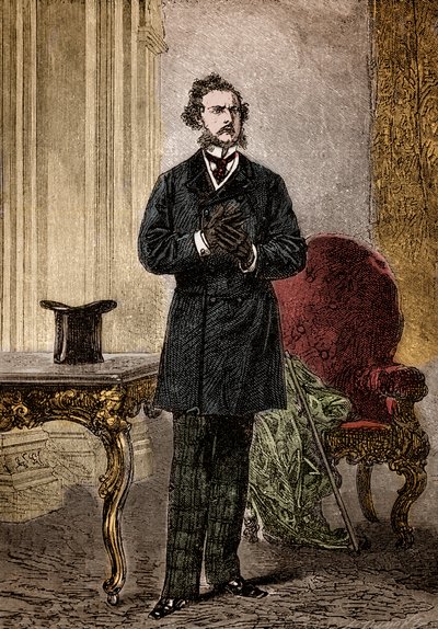 Portrett av Phileas Fogg, karakter av Le tour du monde en eighty jours”” roman d