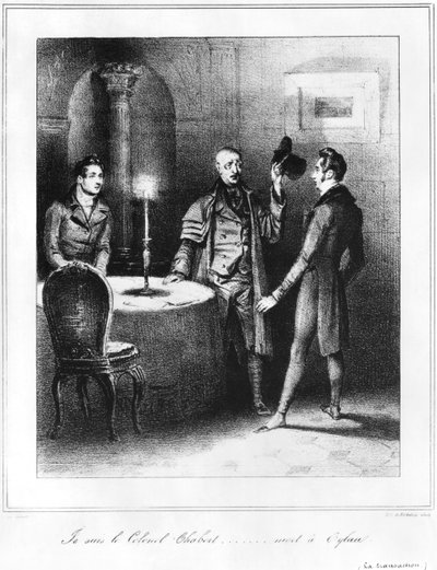 Oberst Chabert, illustrasjon fra 'Le Colonel Chabert' av Honore de Balzac (1799-1850) 1832 av Louis Philippe Alphonse Bichebois