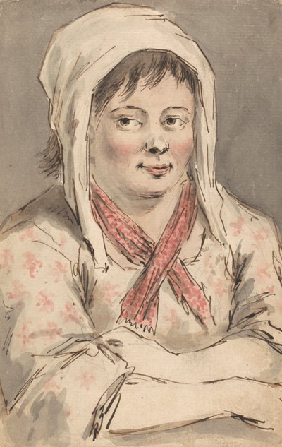 En ung bondepike med armene foldet av Louis Philippe Boitard