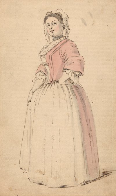 En ung kvinne i en rosa kjole av Louis Philippe Boitard