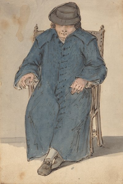 Mann som sover i en lang blå frakk av Louis Philippe Boitard
