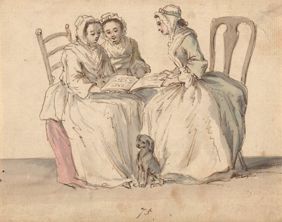 Tre sittende damer av Louis Philippe Boitard