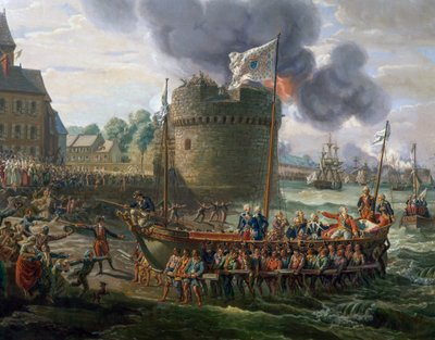 Louis XVI besøker Cherbourg havn, 23. juni av Louis Philippe Crepin