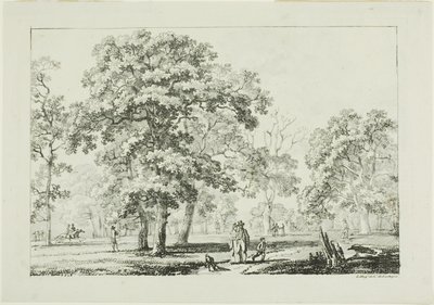 Folk som går i en skog av Louis Pierre Baltard