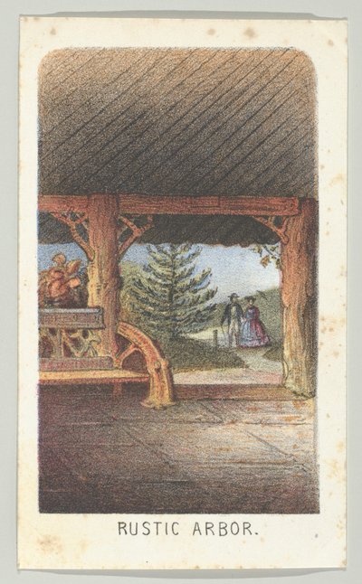 Rustic Arbor, fra serien, Views in Central Park, New York, del 3, 1864. av Louis Prang
