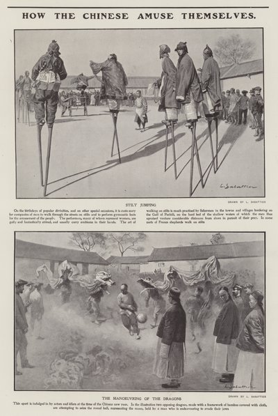 Hvordan kineserne morer seg (litho) av Louis Remy Sabattier