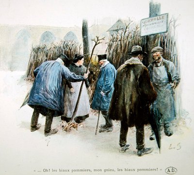 Barnehager og barnehagekvinne som berømmer de fantastiske epletrærne i Normandie av Louis Remy Sabattier