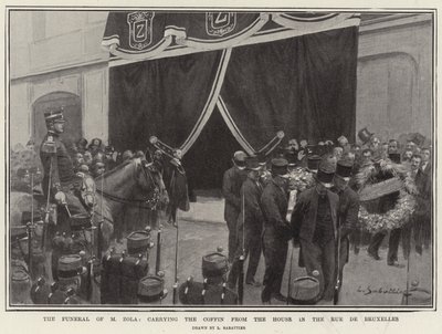 Begravelsen til M Zola, som bærer kisten fra huset i Rue de Bruxelles av Louis Remy Sabattier