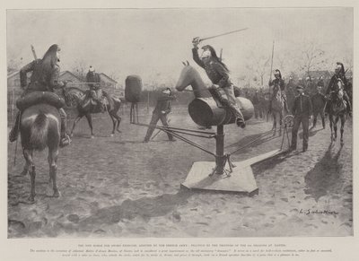 The New Horse for Sword Exercise, adoptert av den franske hæren, Practice by the Troopers of the 3rd Dragons at Nantes av Louis Remy Sabattier