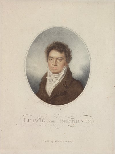 Ludwig van Beethoven (1770-1827) gravert av Blasius Hotel (1792-1863) 1814 (mezzotint) av Louis Rene Letronne