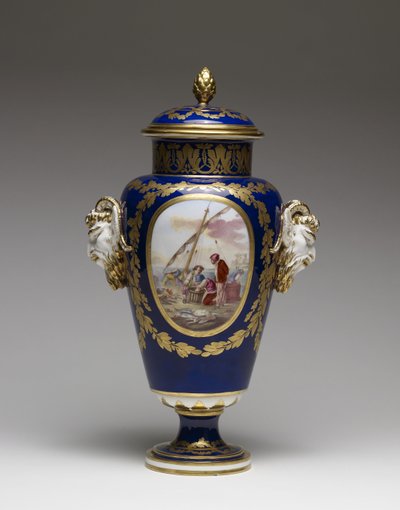 Vase (myklimt porselen med maling og forgylt) av Louis Simon Boizot