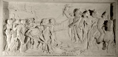 Vendee-krigen: pasifisering av Vendee av general Lazare Hoche (1768-1797) i 1796. Lavrelieff i marmor skåret av Simon Louis Boizot (1743-1809). 1800. Versailles, slottsmuseum av Louis Simon Boizot