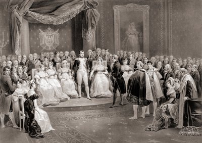 Napoleon og hoffet hans. (skrive ut) av Louis Stanislas (after) Marin-Lavigne