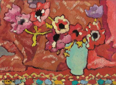 Anemoner i grønn mugge; Anemones au pichet vert, ca. 1940 (olje på lerret) av Louis Valtat
