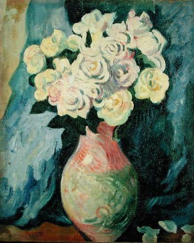 Blomster (olje på lerret) av Louis Valtat